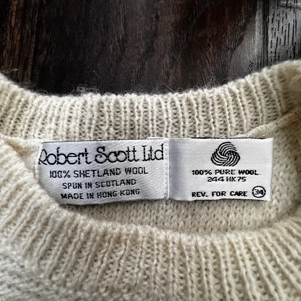 VTG Robert Scott Sweater Vest 34 S M‎ Lagenlook Shetland Wool Scotland Fisherman